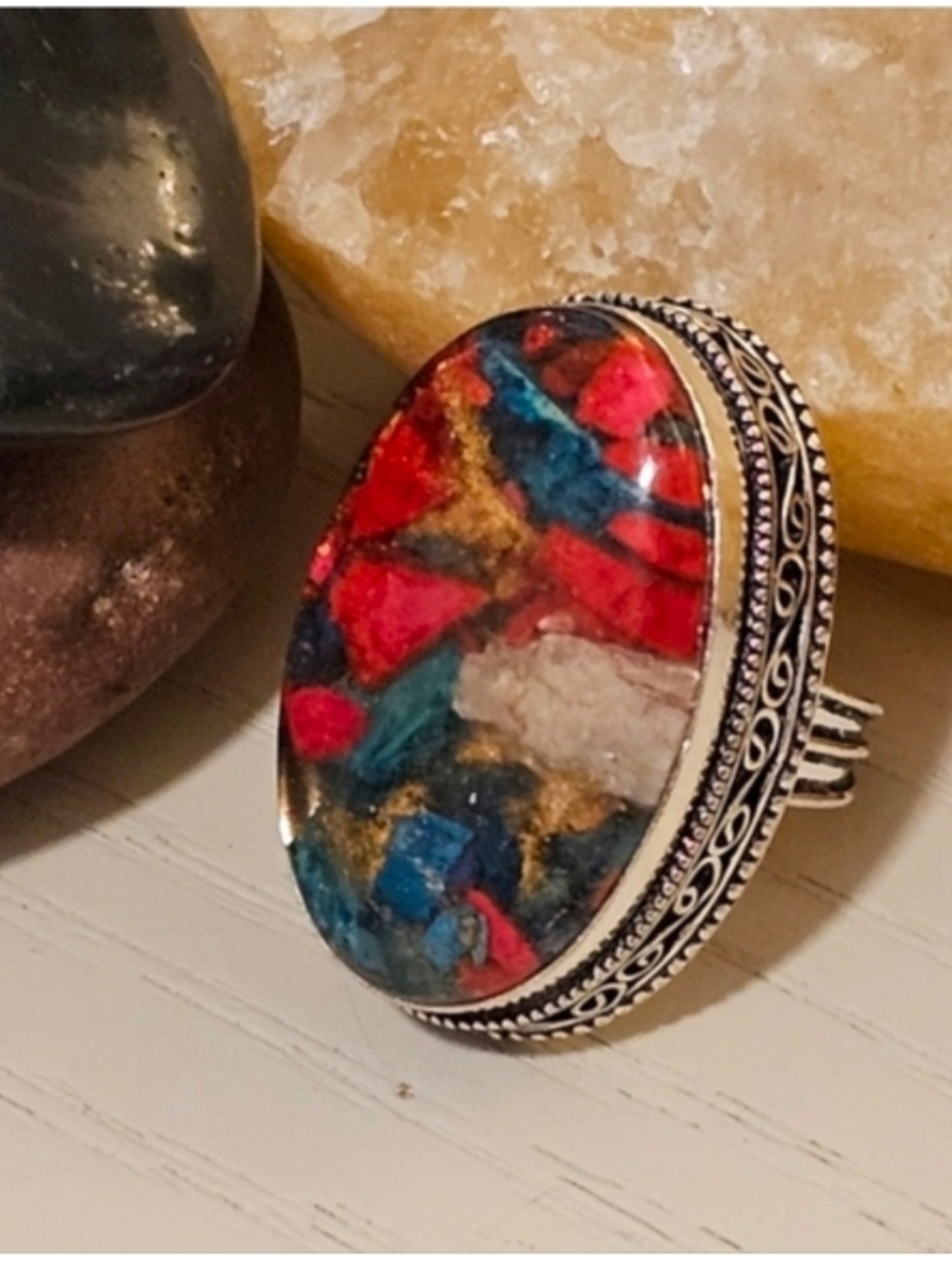 Spiny Oyster Turquoise Ring - Brings luck, peace and protection